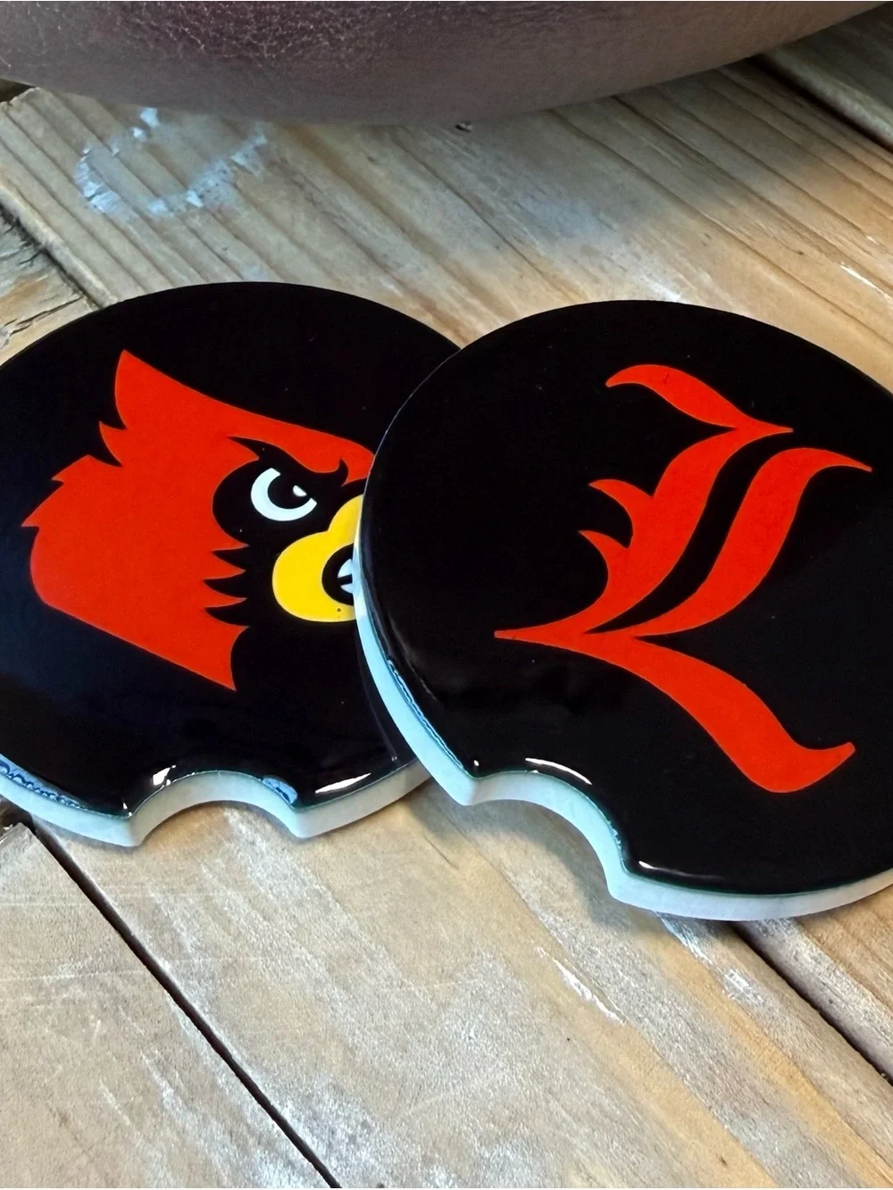 Louisville Ceramic Car Coasters - Red, Black, 2 pack